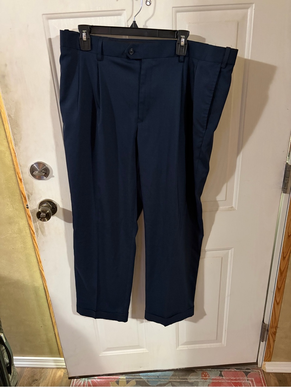 Savane Men's Navy Flat-Front Dress Pants 38x29